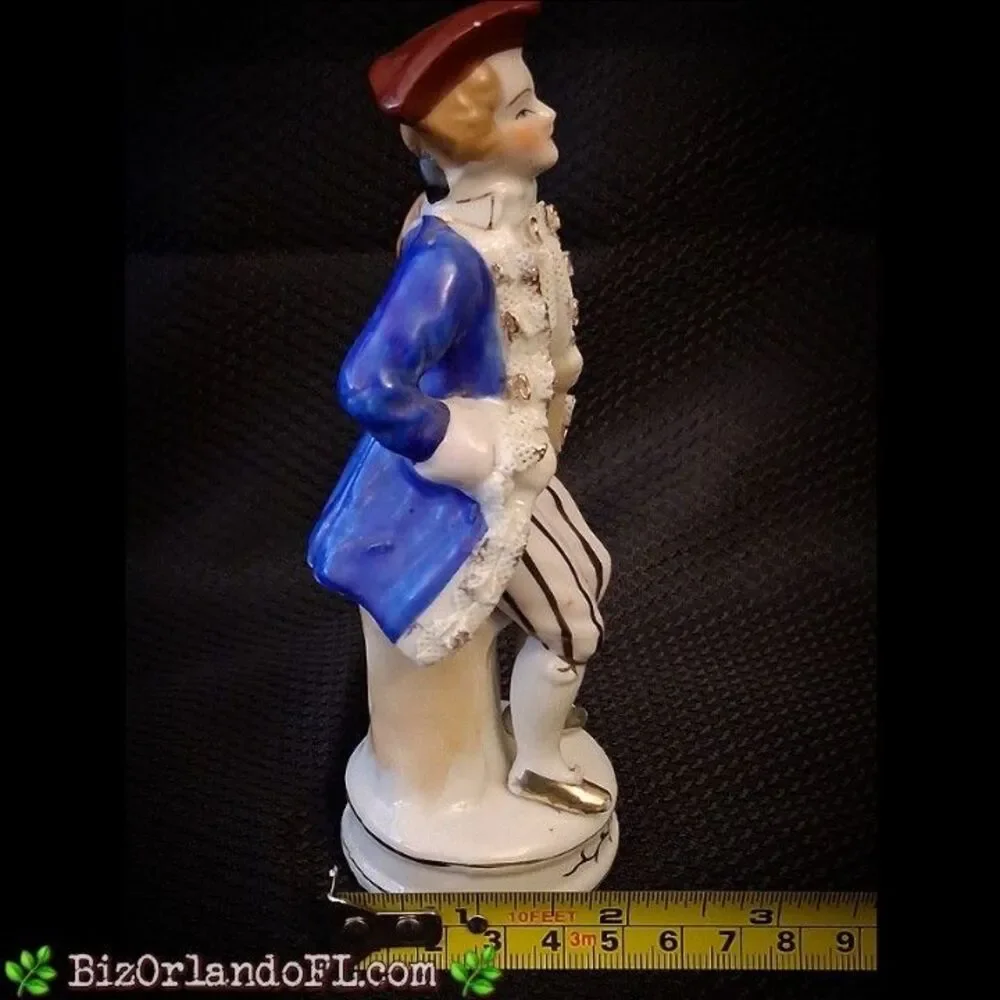 VINTAGE: Colonial Man Porcelain Lace on Jacket Figurine Occupied Japan Made HTF